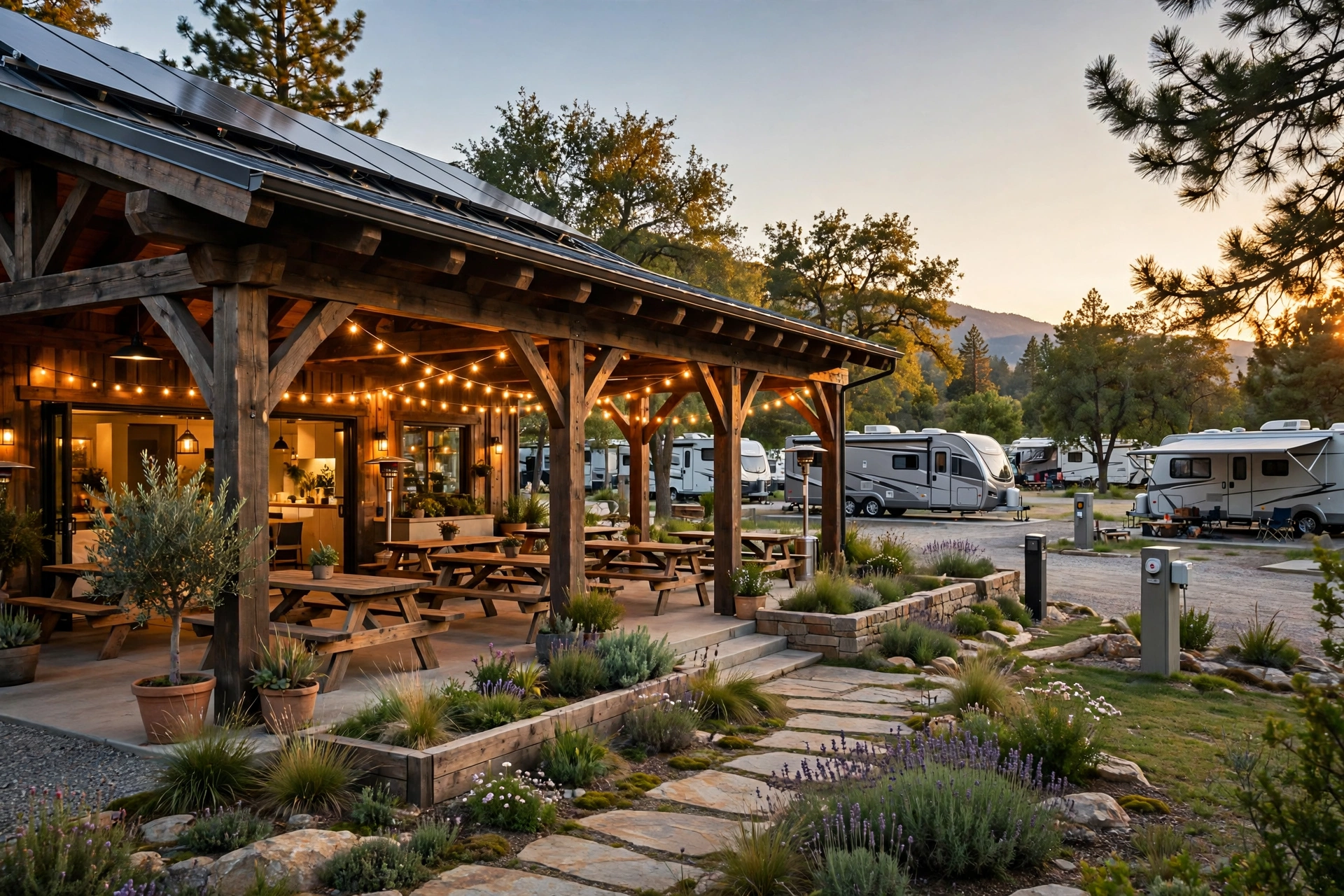 Concept rendering of the planned open-air beer garden beside the RV park